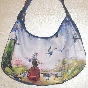 Icon Graphic Leather Painted Shoulder Bag